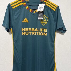 adidas LA Galaxy 2024 -25 Womens S Away Jersey - Mystery Green/Team Gold HU1410